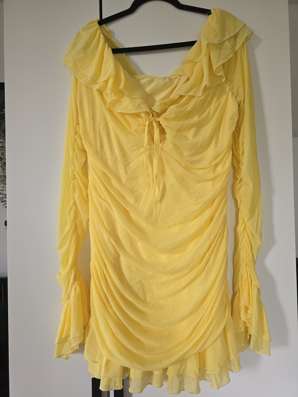 SHEIN Yellow Ruffled Mini Dress